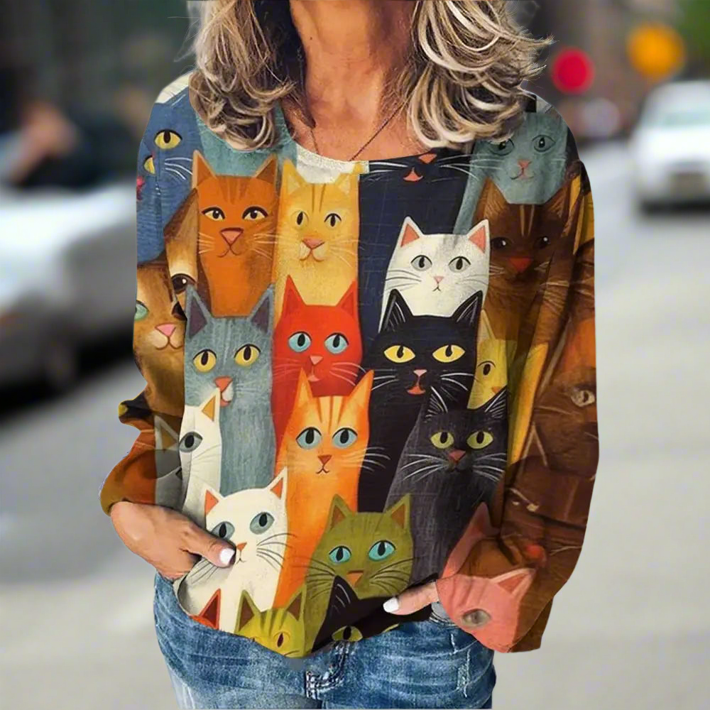 Stylish Cat Patchwork Unisex Sweatshirt (Size S to XXXL) Collection - ALOE WINGS STORE