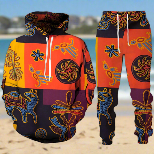 Ethnic Patterns 3D Print Tracksuit – Stylish Unisex Hoodie & Trousers Set [SELECTION]