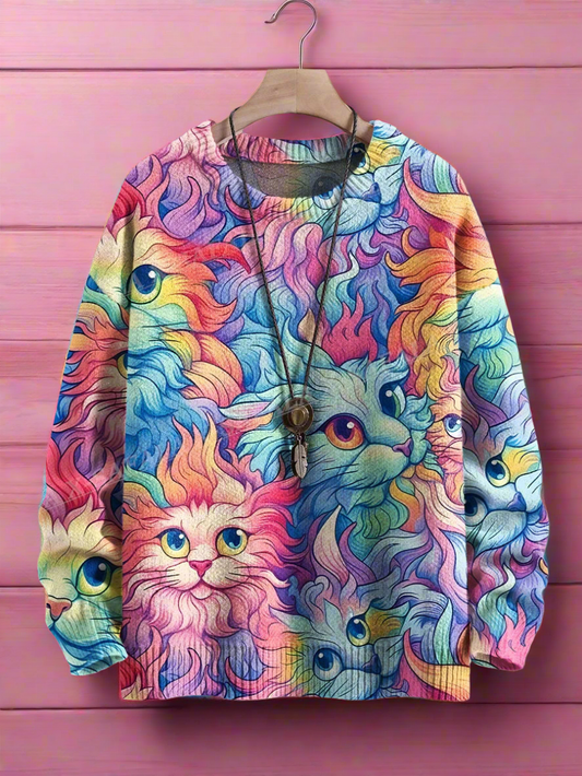 Chic & Adorable Artistic Cat Sweater Collection