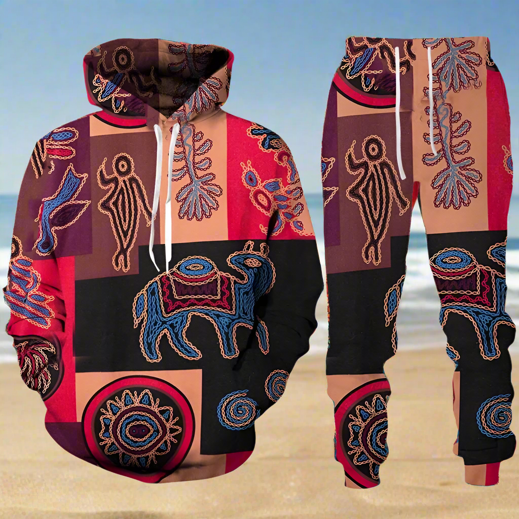 Ethnic Patterns 3D Print Tracksuit – Stylish Unisex Hoodie & Trousers Set [SELECTION]