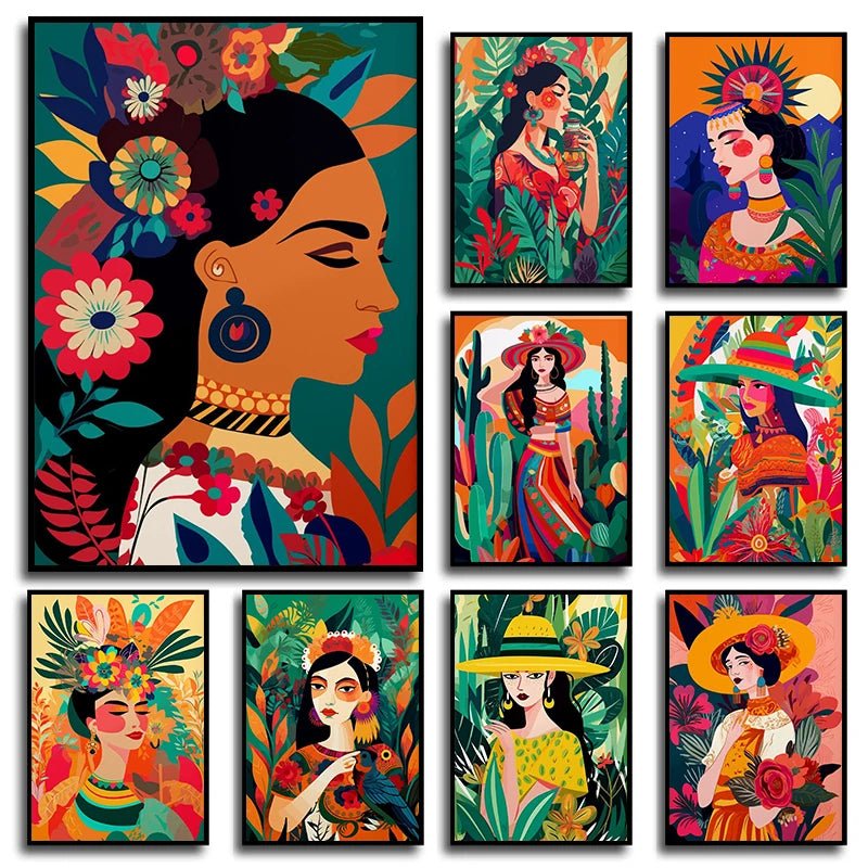 Botanical Ethnic Woman Wall Art  [SELECTION] - ALOE WINGS STORE