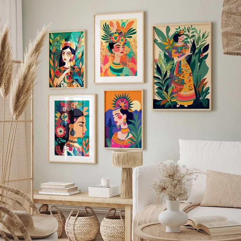 Botanical Ethnic Woman Wall Art  [SELECTION] - ALOE WINGS STORE