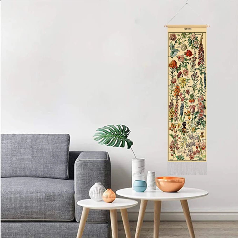 Botanical Mushroom And Floral Botanical  Illustrative Reference Chart Tapestry (SELECTION) - ALOE WINGS STORE