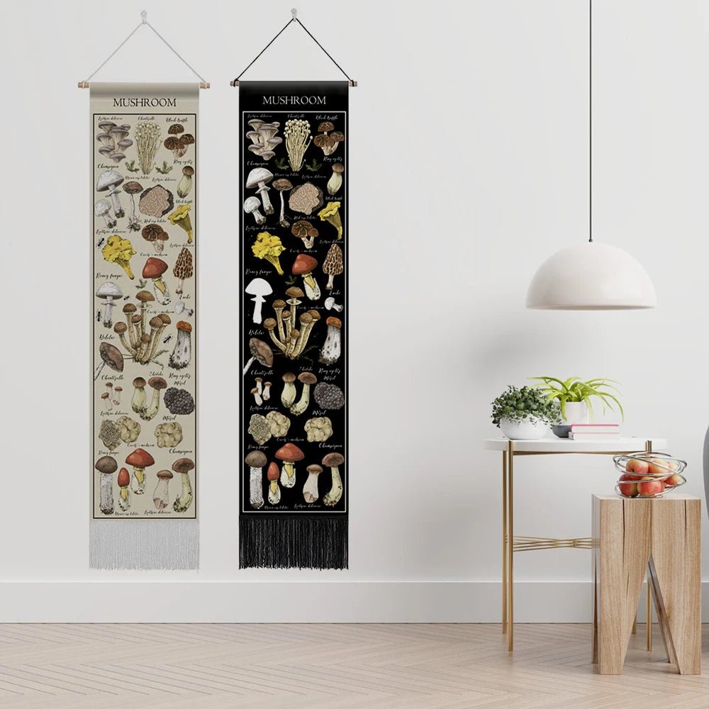 Botanical Mushroom And Floral Botanical  Illustrative Reference Chart Tapestry (SELECTION) - ALOE WINGS STORE