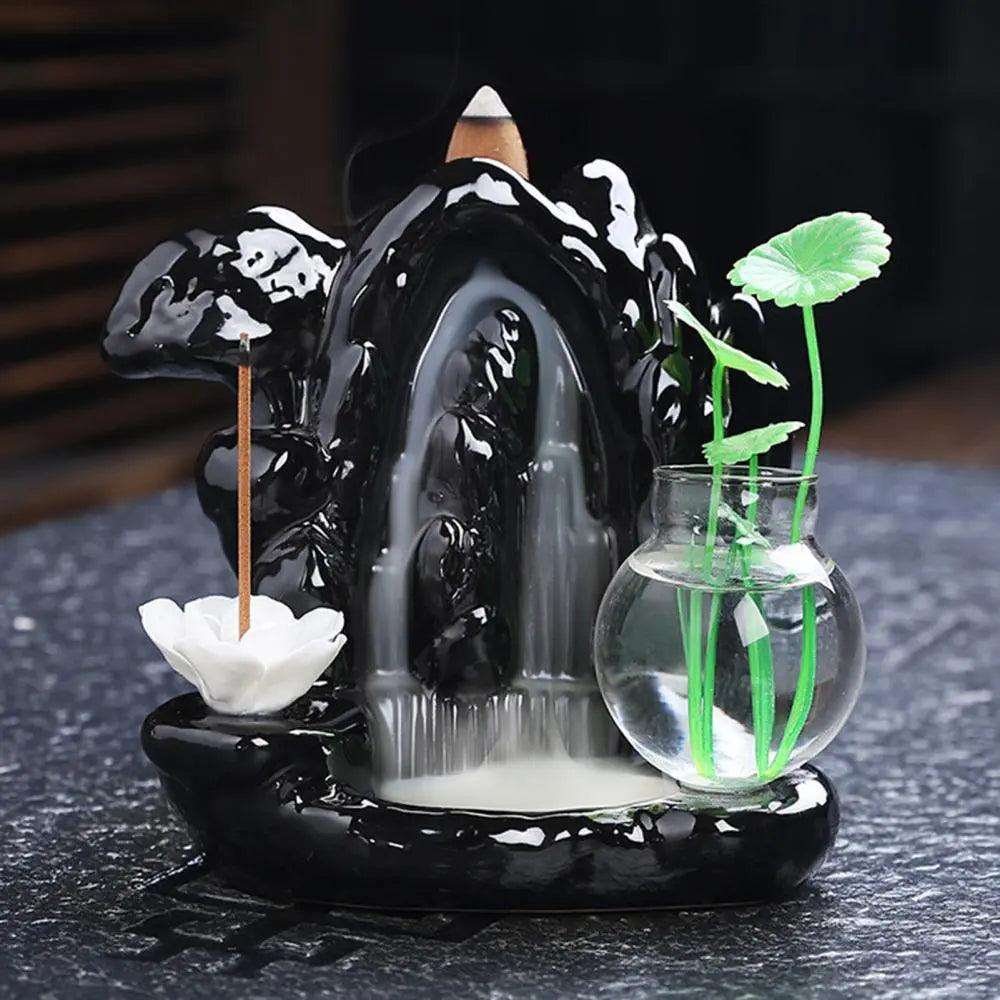 Ceramic Backflow Waterfall Incense Burner , - ALOE WINGS STORE