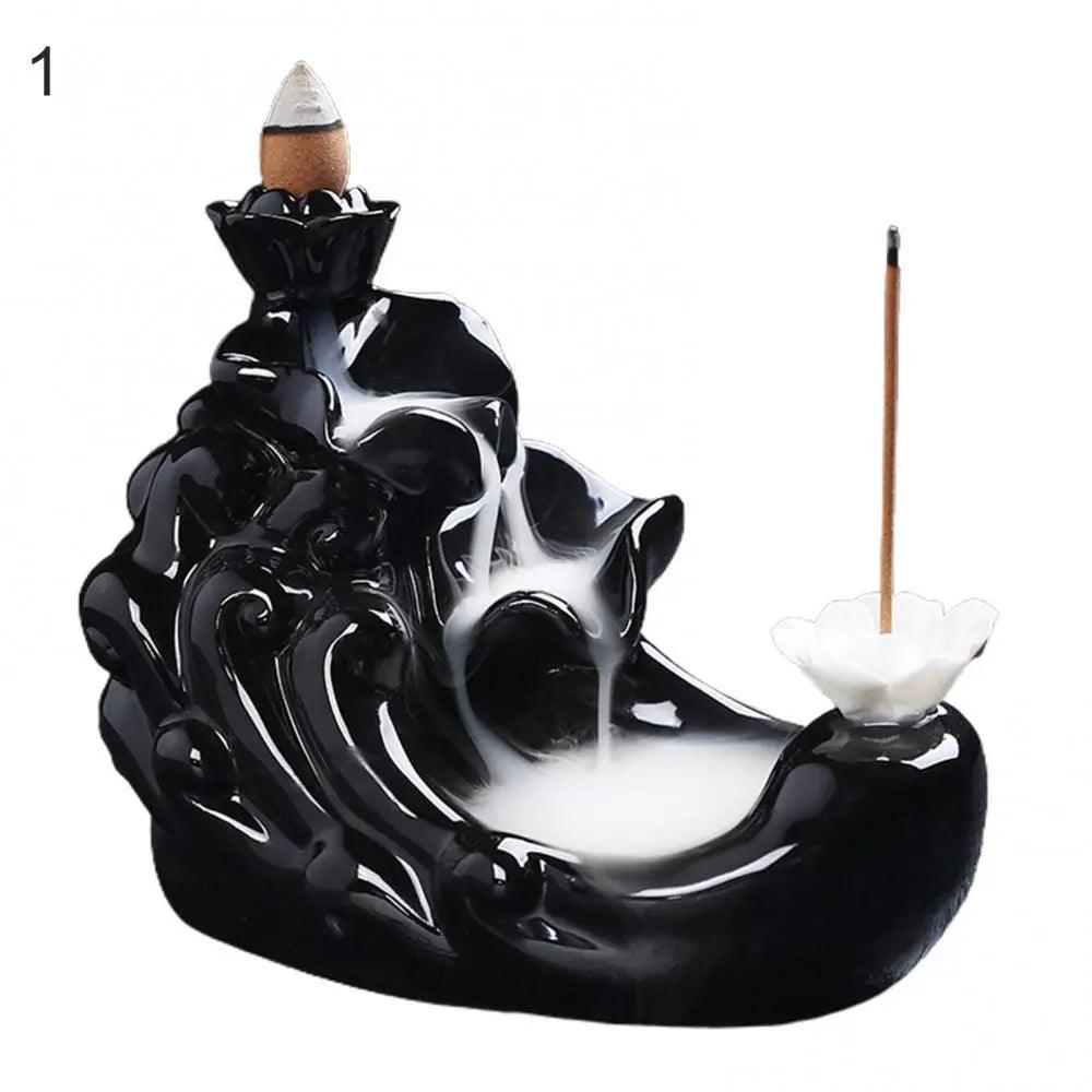 Ceramic Backflow Waterfall Incense Burner , - ALOE WINGS STORE