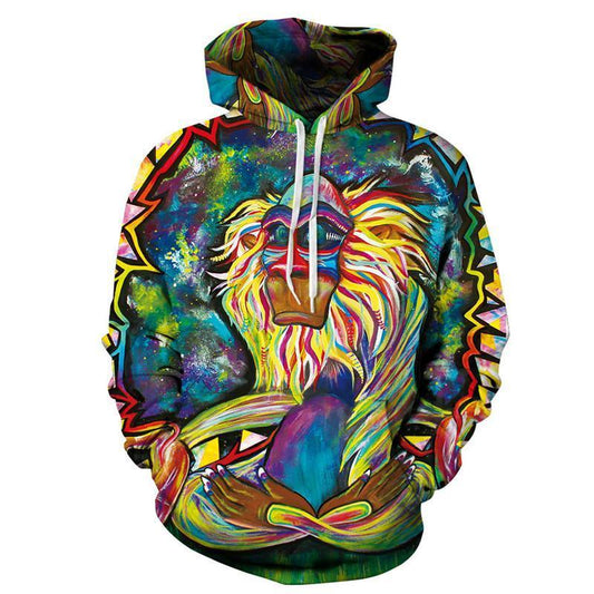 Colourful Yoga Monkey Hoodie‍-ALOE WINGS STORE