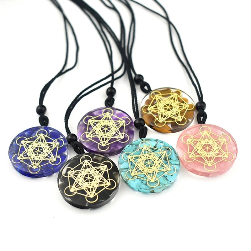 Cosmic Healing Crystal Sacred Geometry Chakra Necklace - ALOE WINGS STORE