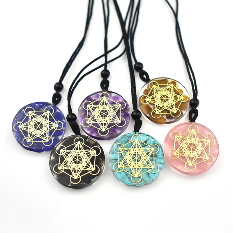 Cosmic Healing Crystal Sacred Geometry Chakra Necklace - ALOE WINGS STORE