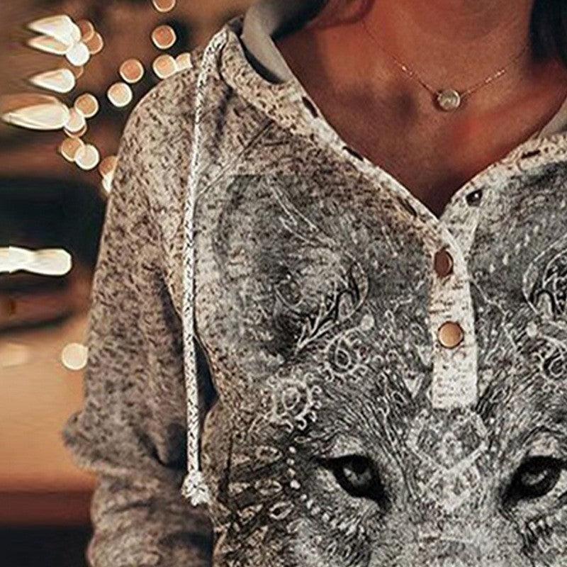 Cosy Grey Wolf Hoodie - ALOE WINGS STORE