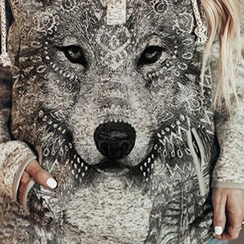 Cosy Grey Wolf Hoodie - ALOE WINGS STORE