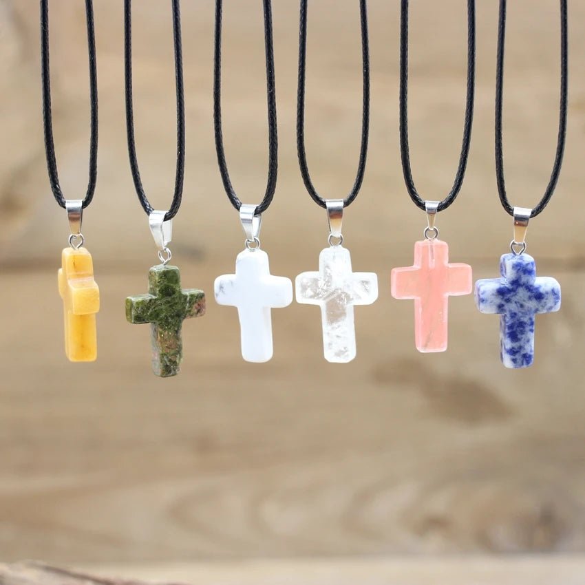 Crystal Quartz Cross Shape Pendant SELECTION - ALOE WINGS STORE