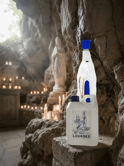 Lourdes Holy Water 1L & 20cm Virgin Mary Statue Bottle | Authentic Grotto Water from Lourdes, France | Blessed & Sealed for Prayer, Healing & Devotion