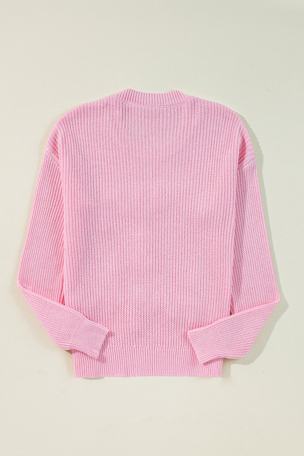 Festive Pink Merry & Bright Waffle Knit Pullover - ALOE WINGS STORE