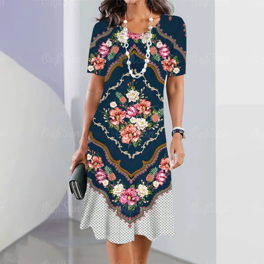 Spanish Style Floral Elegant Ladies Sun Dress - ALOE WINGS STORE