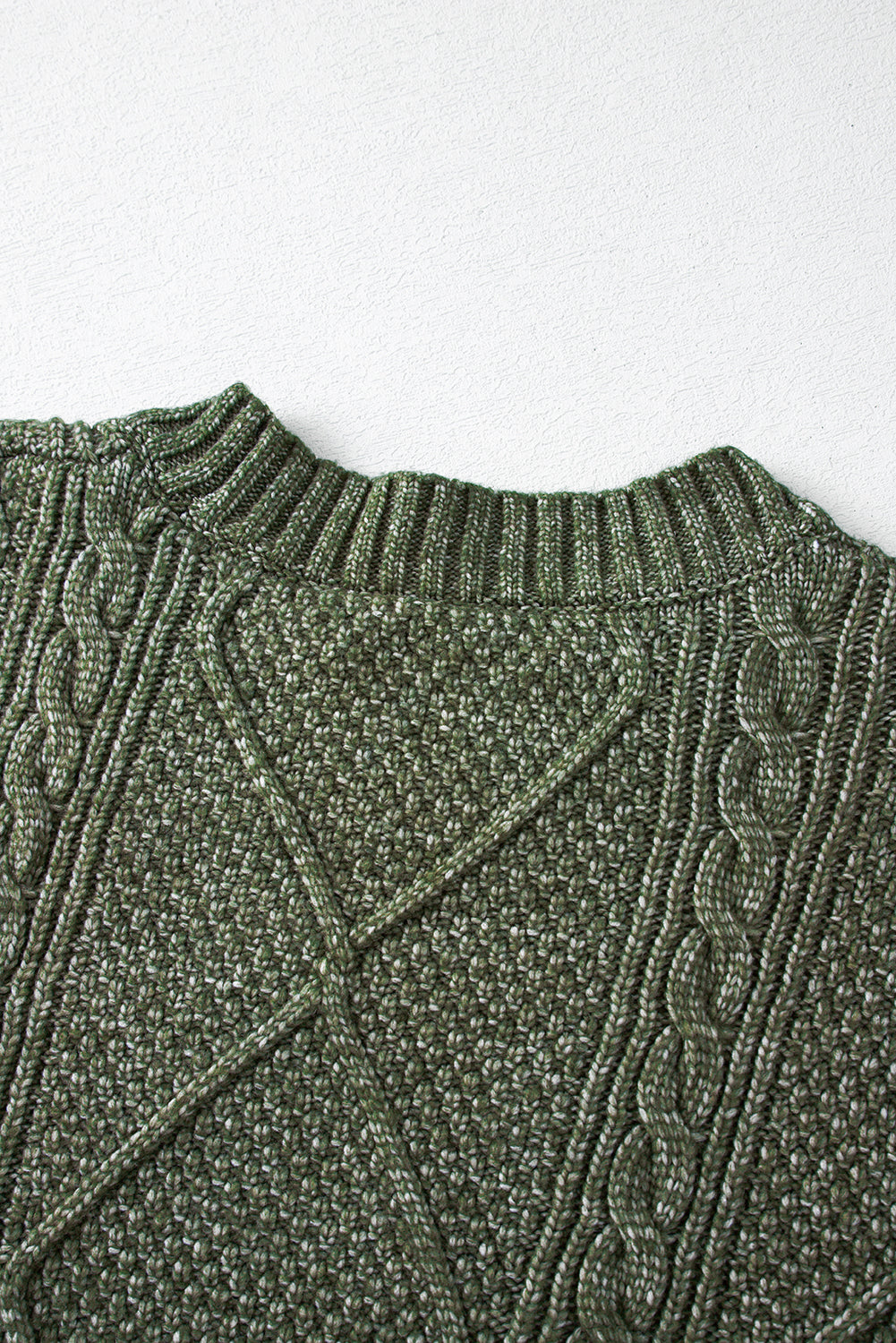 Mist Green Cable Knit Drop Shoulder Loose Fit Sweater Dress - ALOE WINGS STORE