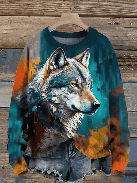 3D Printed Wolf & Eagle Ugly Sweaters – Unisex Winter Casual Pullover – Thick Polyester Blend