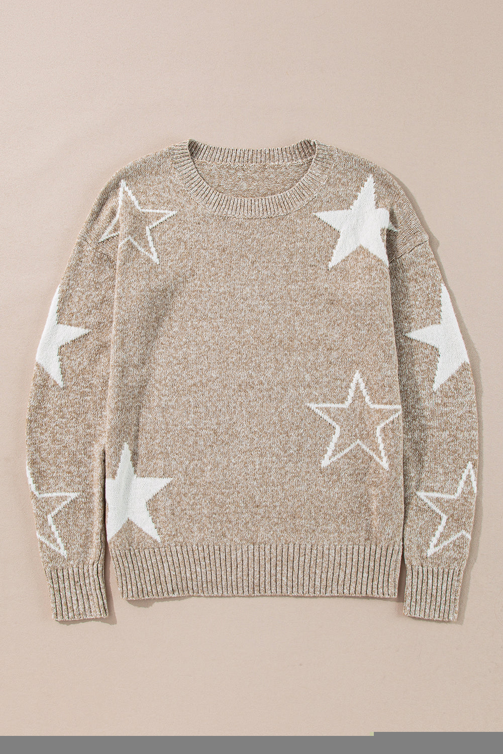 Khaki Stardust Drop Shoulder Sweater - ALOE WINGS STORE