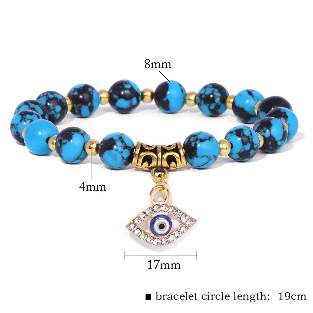 Guard And Luck With Turkish Evil Eye Protection and gemstones beads Bracelet Natural Stone With Information Card-ALOE WINGS STORE