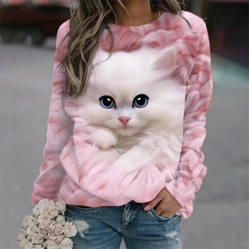 Ladies Cute Cat Sweatshirt [SELECTION]-ALOE WINGS STORE