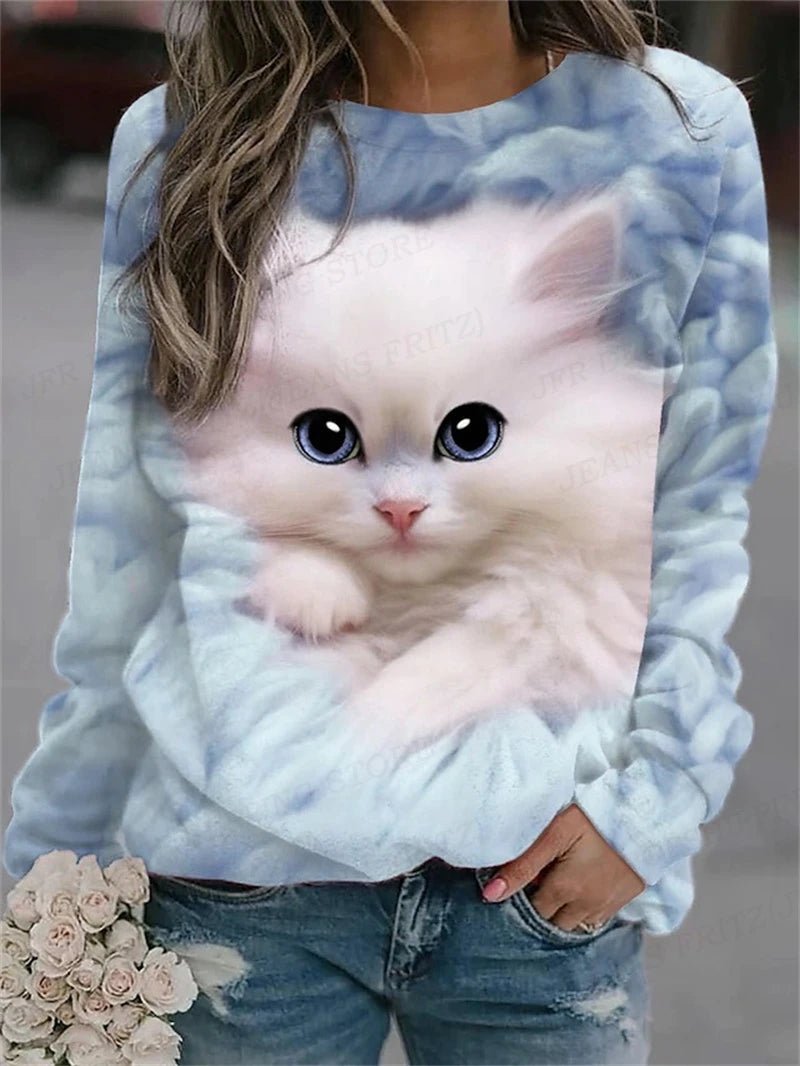 Ladies Cute Cat Sweatshirt [SELECTION]-ALOE WINGS STORE