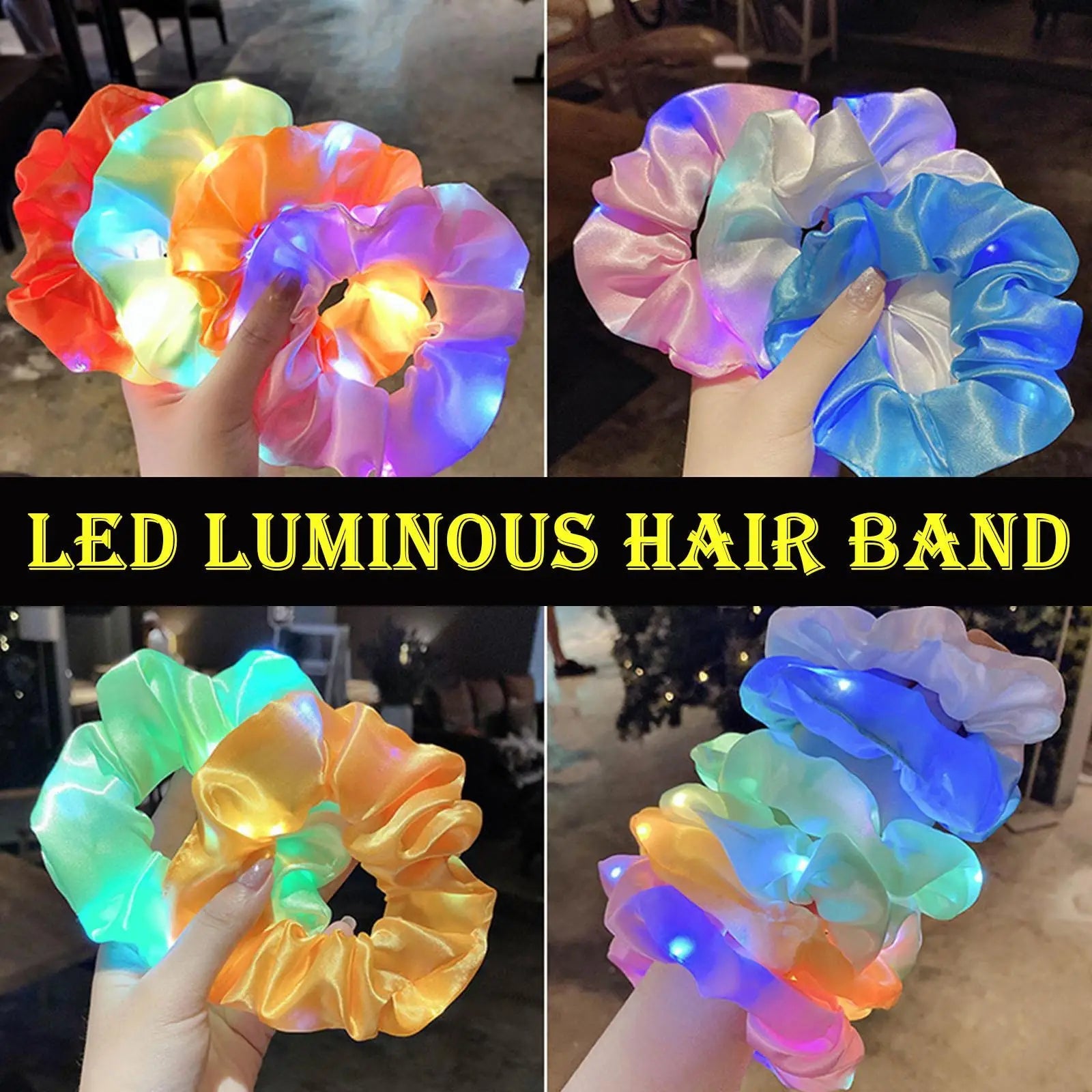 LED Luminous Glow In The Dark Elastic Hair Band SELECTION - ALOE WINGS STORE