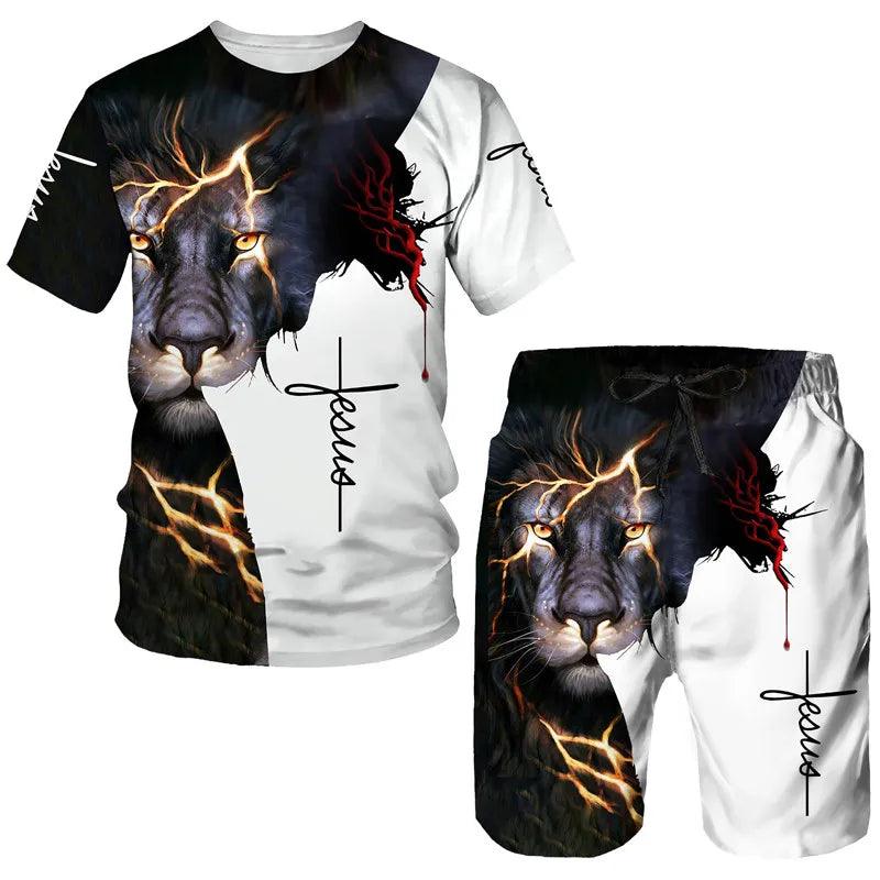 Lord Jesus Christ Lion Heart Style Shorts and T-Shirt Selection - ALOE WINGS STORE