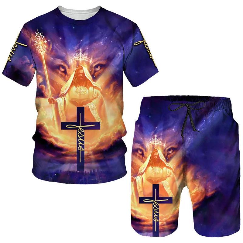 Lord Jesus Christ Lion Heart Style Shorts and T-Shirt Selection - ALOE WINGS STORE