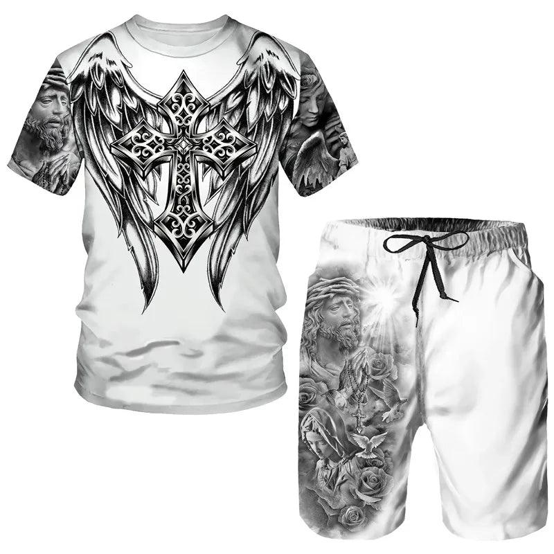 Lord Jesus Christ Lion Style Shorts and T-Shirt Selection - ALOE WINGS STORE