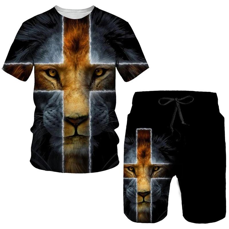 Lord Jesus Christ Lion Style Shorts and T-Shirt Selection - ALOE WINGS STORE