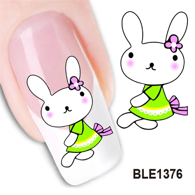 Love Bear Cartoon Waterproof Water Transfer Nails Art Sticker Selection - ALOE WINGS STORE