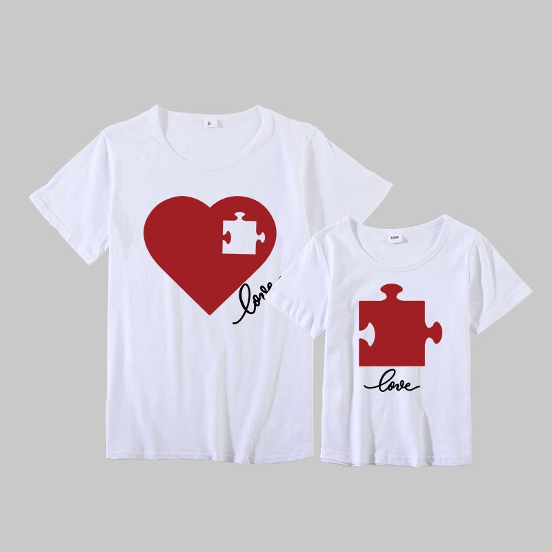 Love Heart Puzzle Design - Mother And Daughter Matching T-Shirt - ALOE WINGS STORE