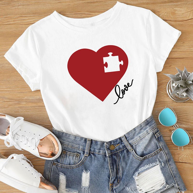 Love Heart Puzzle Design - Mother And Daughter Matching T-Shirt - ALOE WINGS STORE