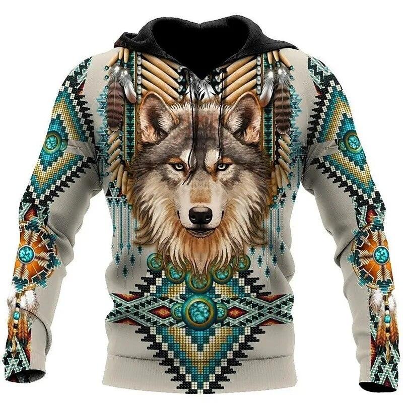 🐾Native Indian 3D Wolves Hoodies Pullover selection🐾 - ALOE WINGS STORE