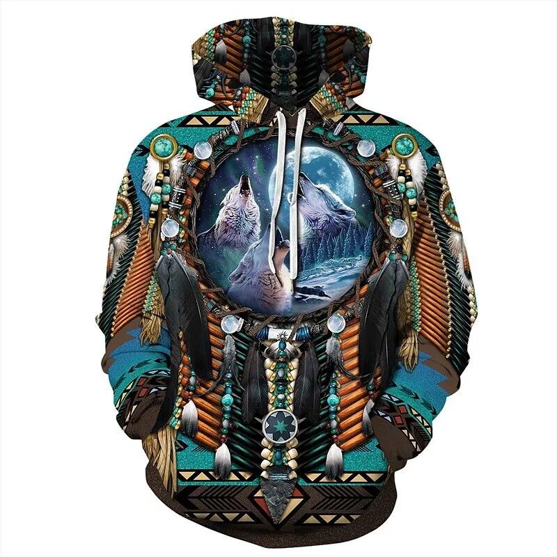 🐾Native Indian 3D Wolves Hoodies Pullover selection🐾 - ALOE WINGS STORE