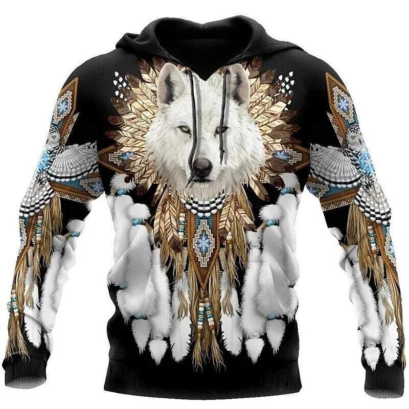 🐾Native Indian 3D Wolves Hoodies Pullover selection🐾 - ALOE WINGS STORE