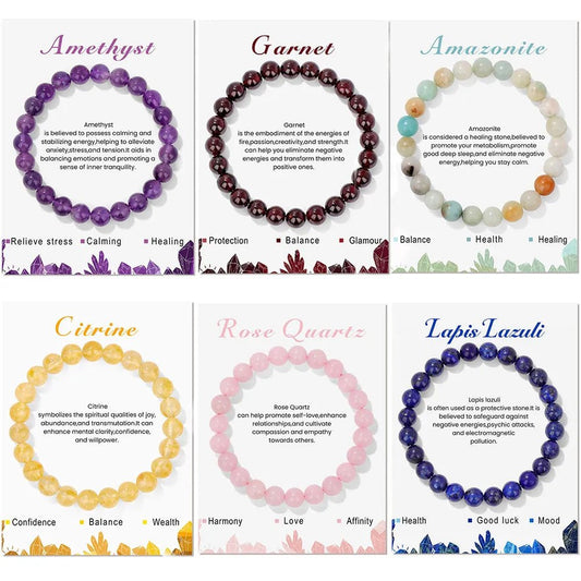 Natural Stone Quartz Beads Bracelet With An Information Card SELECTION - ALOE WINGS STORE