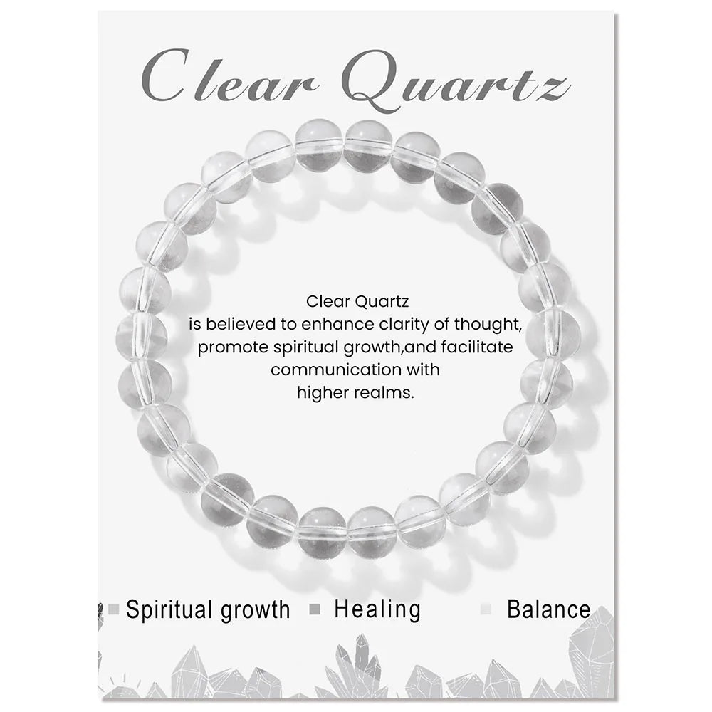 Natural Stone Quartz Beads Bracelet With An Information Card SELECTION - ALOE WINGS STORE