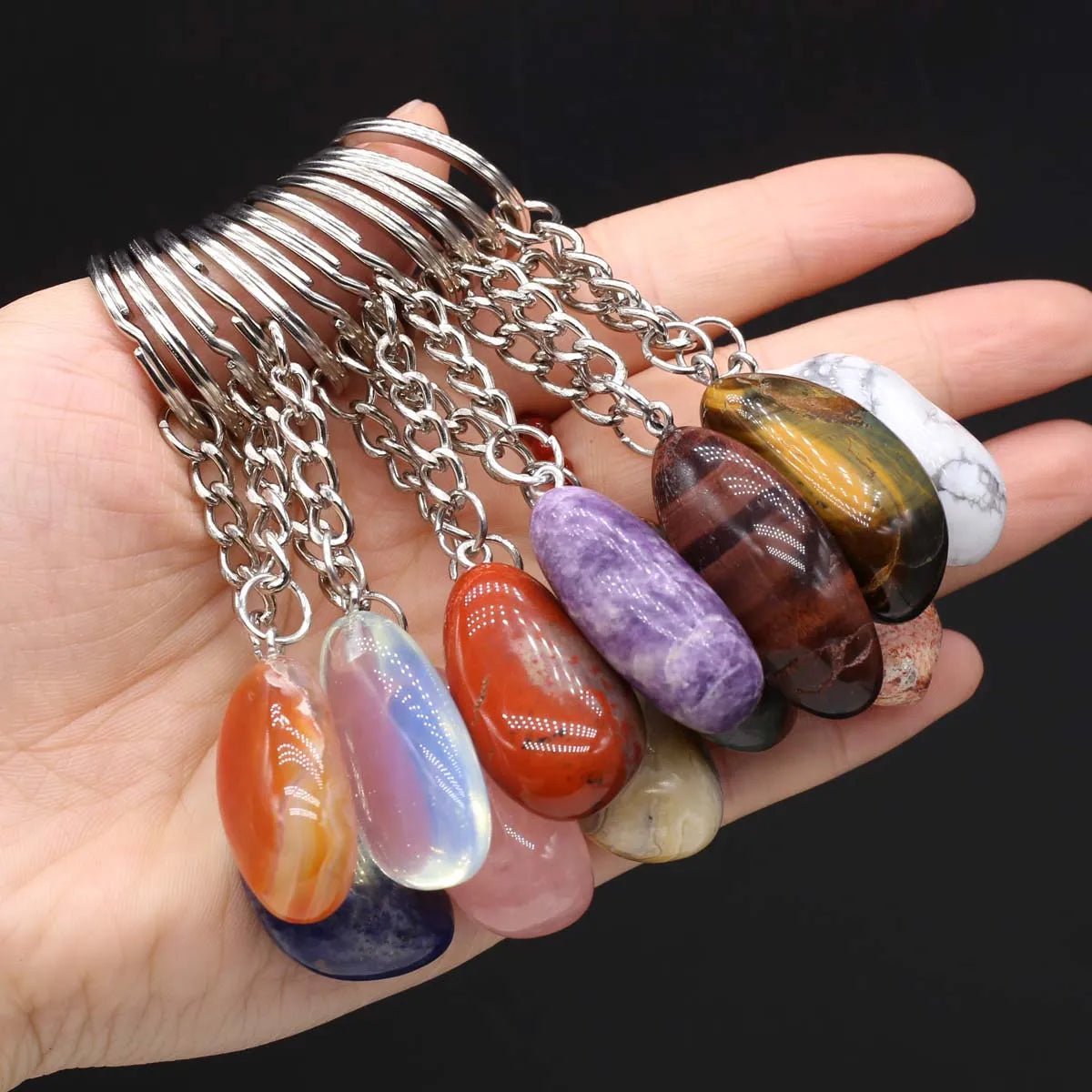 Natural Stones Keychains SELECTION - ALOE WINGS STORE