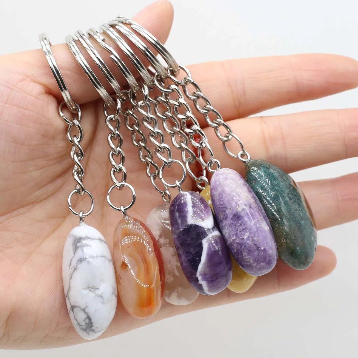 Natural Stones Keychains SELECTION - ALOE WINGS STORE