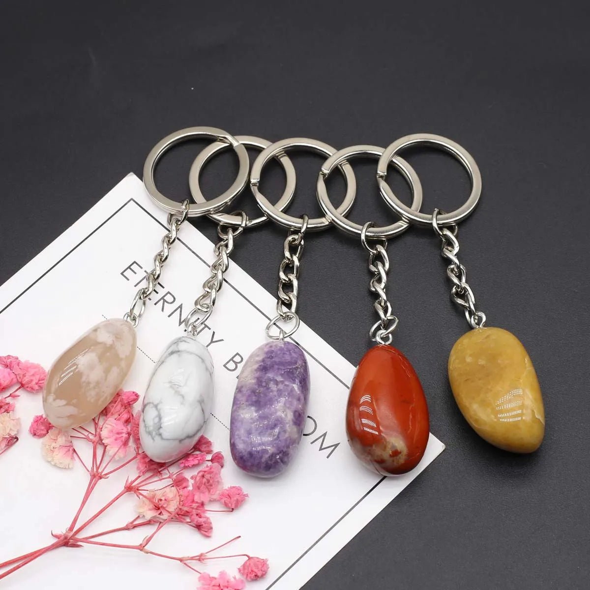 Natural Stones Keychains SELECTION - ALOE WINGS STORE