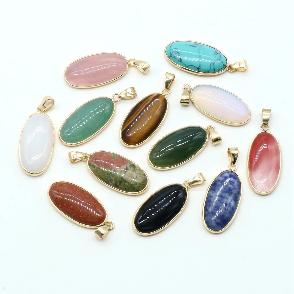 Oblong Gemstones Pendant SELECTION - ALOE WINGS STORE