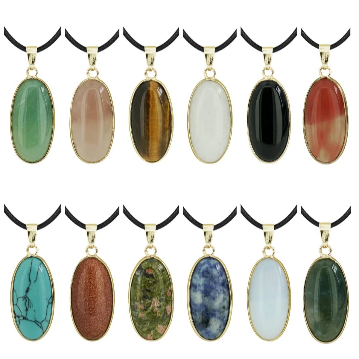 Oblong Gemstones Pendant SELECTION - ALOE WINGS STORE