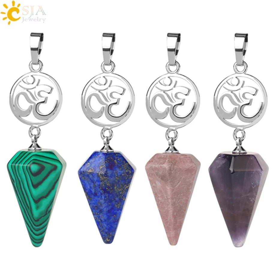 Om Hindu Healing Natural Stone PENDANT SELECTION - ALOE WINGS STORE