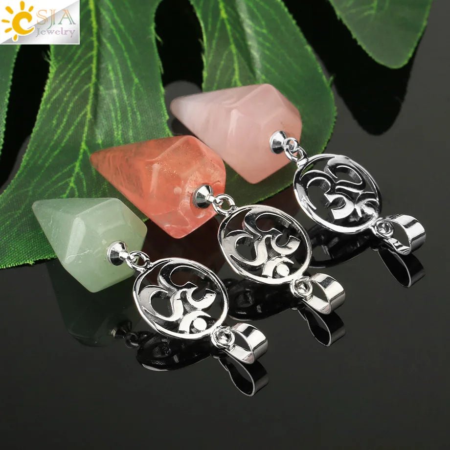 Om Hindu Healing Natural Stone PENDANT SELECTION - ALOE WINGS STORE