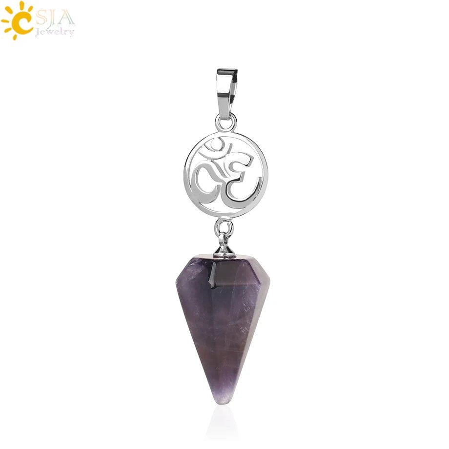 Om Hindu Healing Natural Stone PENDANT SELECTION - ALOE WINGS STORE