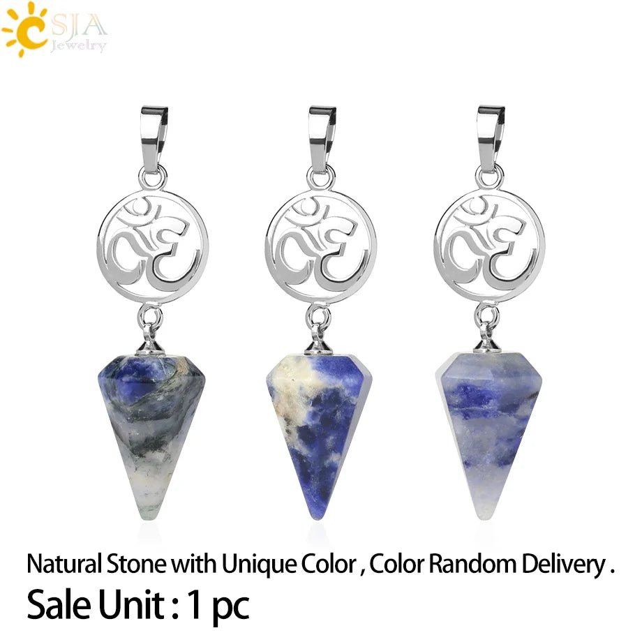 Om Hindu Healing Natural Stone PENDANT SELECTION - ALOE WINGS STORE