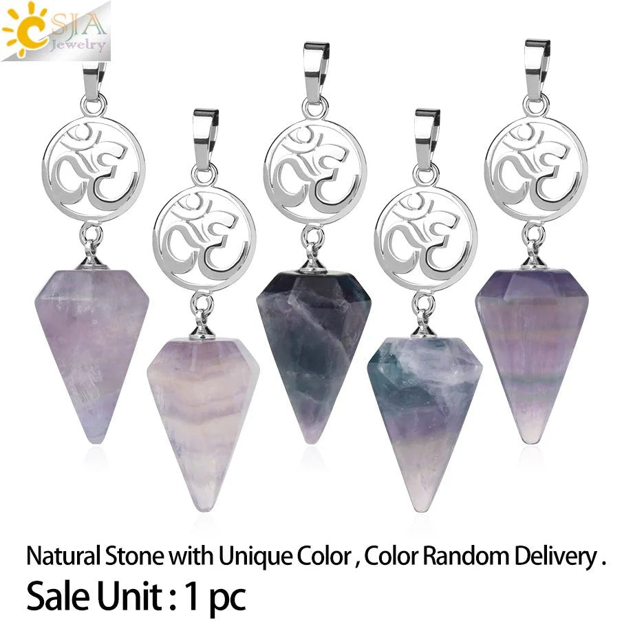 Om Hindu Healing Natural Stone PENDANT SELECTION - ALOE WINGS STORE