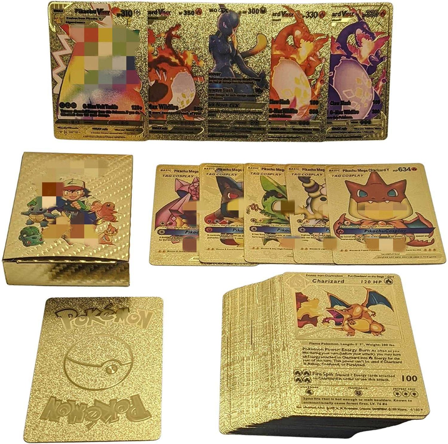 Pokémon Golden Cards Anime Cartoon Selection: 55 Cards in Card Box-ALOE WINGS STORE