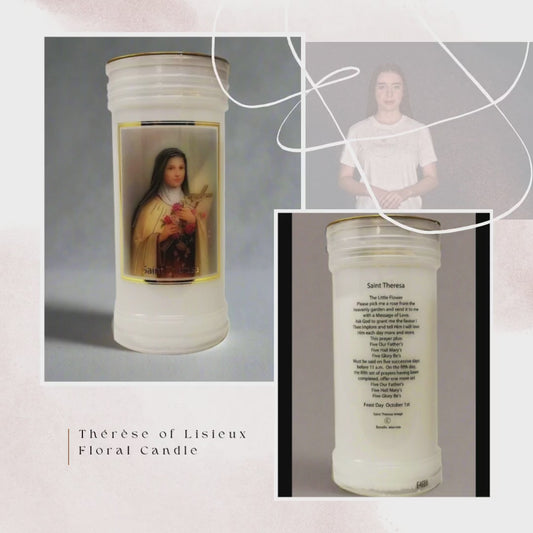 Thérèse of Lisieux 72 Hours Floral Candle with Engraved Prayer